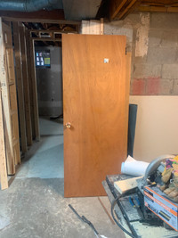 Slab door with wood veneer