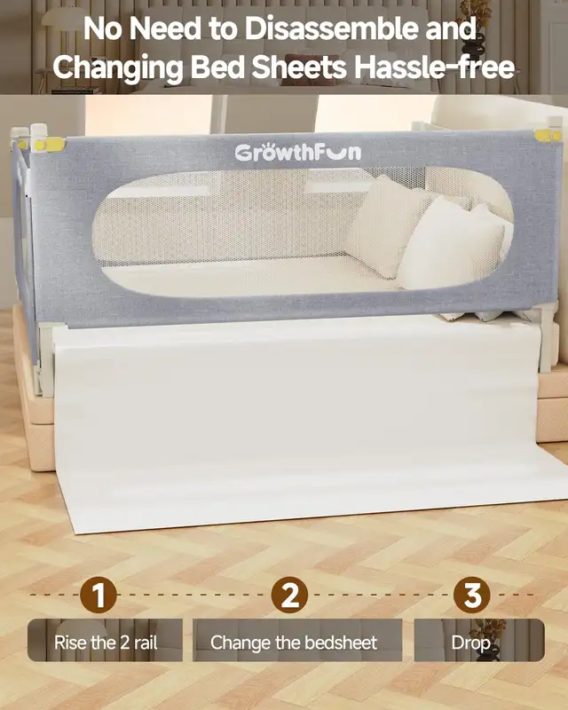 Growthfun 3-Piece Queen Size Bed Rail in Beds & Mattresses in Truro - Image 7