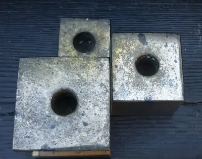 Vintage Cubist Art Nickel Plated Iron Candle Holder 3 Cubes, View more