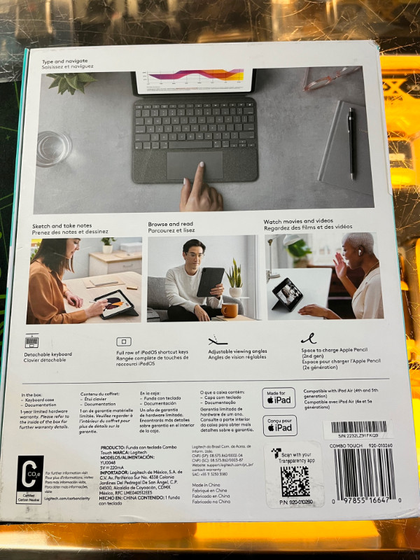Combo Touch Keyboard Case w/ Smart Connector (4/5th Gen) in iPad & Tablet Accessories in Mississauga / Peel Region - Image 2