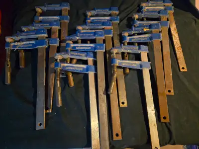 Set of 11 Record Marples (no. 132) Steel Bar Clamps, View more