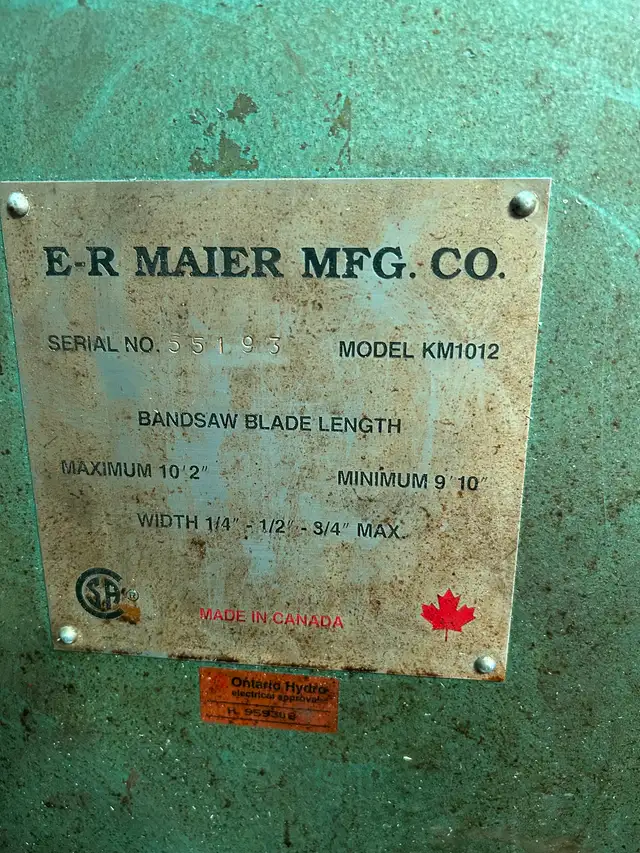 Bandsaw ER Maier gravity feed, 115 volt63384461283203121