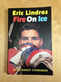 Eric Lindros Fire On Ice book autographed and 8 hockey cards