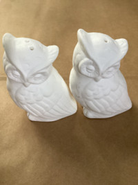 Ready-to-Paint or Glaze Ceramic Bisque Owl Salt & Pepper Shakers
