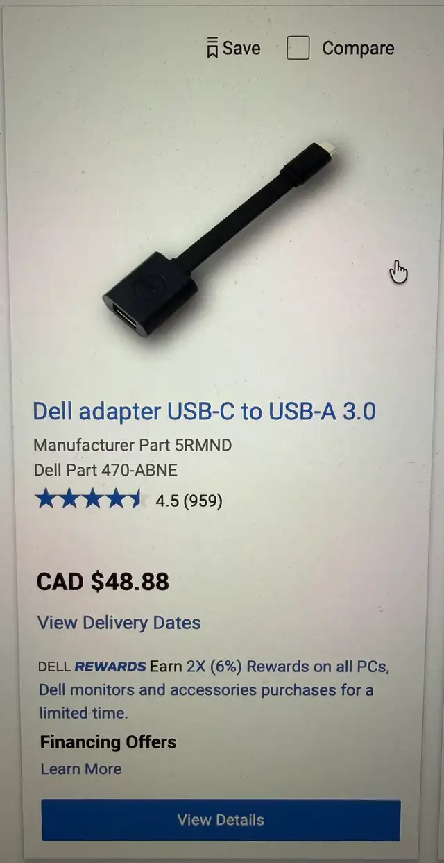 DELL ADAPTER USB-C to USB-A in Cables & Connectors in Markham / York Region - Image 5