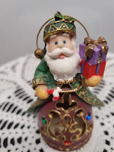 Jeweled Ornament St. Nick Bringing Gift, View more