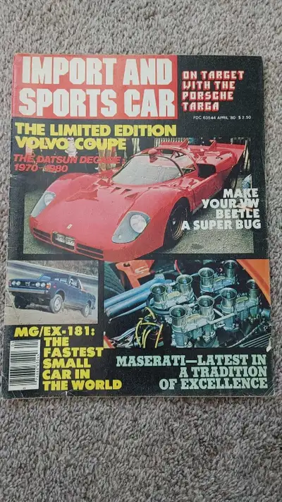 Import and Sports Car magazine April 1980. Maserati, Datsun, Porsche. Please see photos for conditio...