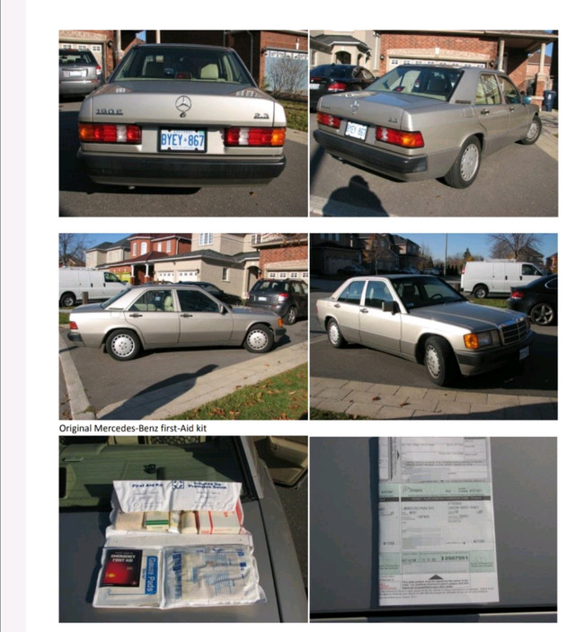 1993 Mercedes Benz 190e, 31k km, Vintage Car in Classic Cars in City of Toronto - Image 4