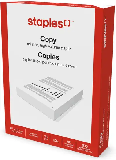 500 Sheets Staples Printing Paper 2 Packs $15.00, View more