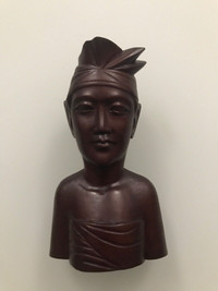 Hand Carved Solid Hardwood “Bali” Male Bust Sculpture