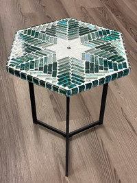 Brand New hand made mosaic coffee table with brass stand