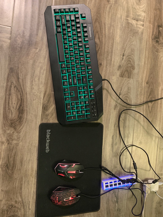 Gaming  keyboard mouse pad and 2 mice in Mice, Keyboards & Webcams in Yarmouth