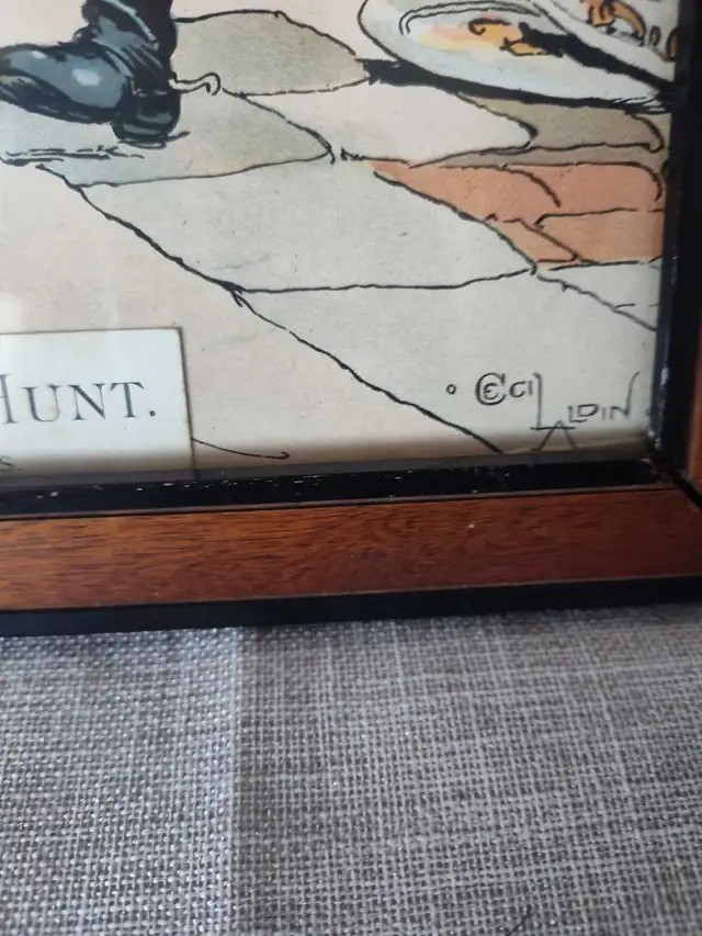 Antique 1900 CECIL ALDIN Framed The Hunt Breakfast Three Pigeons in Arts & Collectibles in Hamilton - Image 3