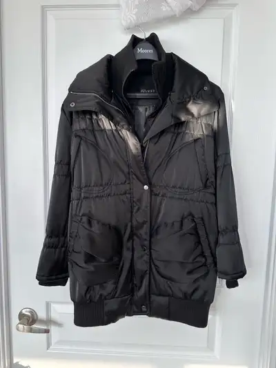 Double zipper black winter jacket coat , View more