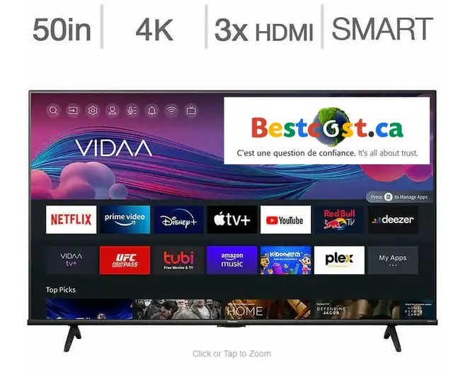 Télévision LED 50'' 50A6KV 4K UHD  Smart TV WI-FI VIDAA Hisense in TVs in Laval / North Shore - Image 2