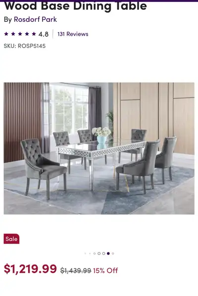 Brushgrove Mirrored Dining Table, View more