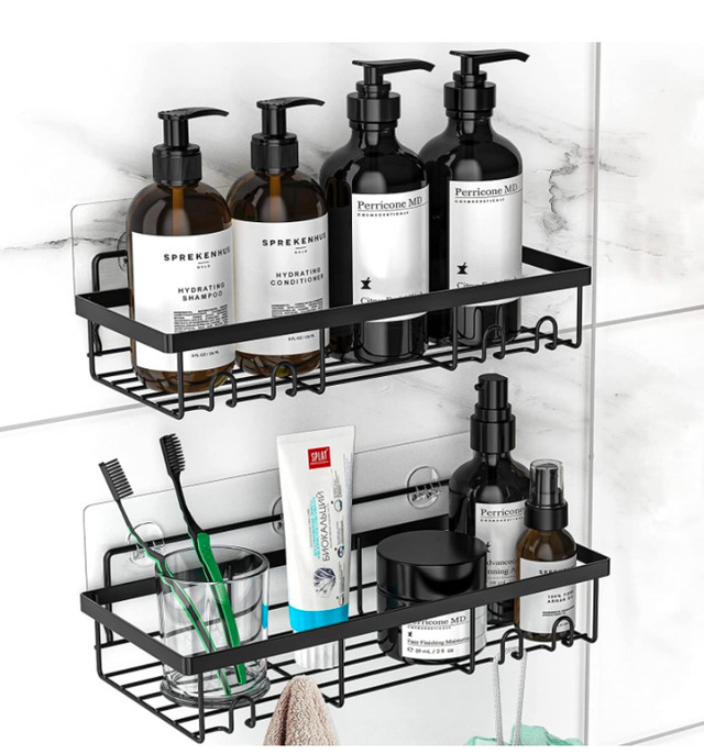 New 2Pack Shower Caddy Shelf Organizer Rack,Adhesive Black Bathr in Other in Markham / York Region