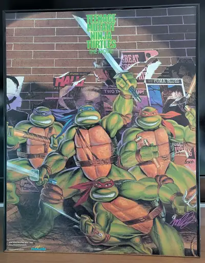 Awesome Teenage Mutant Ninja Turtles Movie Poster framed 20" x 16" litho Cardboard A wonderful piece...