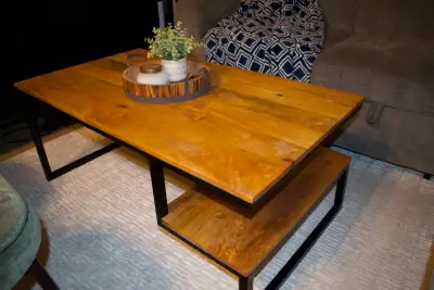 Wayfair Coffee Table (Wood and Black Steel), View more