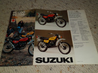 VINTAGE 70'S SUZUKI MOTORCYCLE 2-SIDED COLOR BROCHURE / PAMPHLET