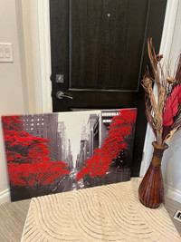 Red wall art / floral arrangement 