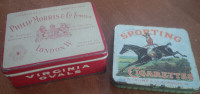 2 Rare Cigarette Tins, Sporting Cig, Philip Morris Virginia Oval