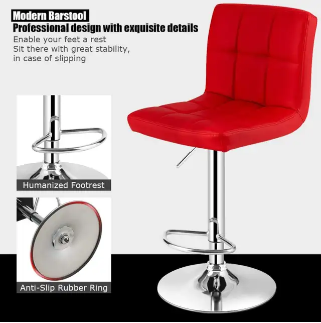 Adjustable Bar Stools Set of 2, Modern Swivel PU Leather NEW in Chairs & Recliners in City of Toronto - Image 8