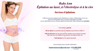 Ruby Ann - Épilation au laser, à l'électrolyse et à la cire, View more
