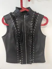 Leather Vest with Laced Accents