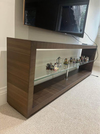 Wood and glass TV console/credenza