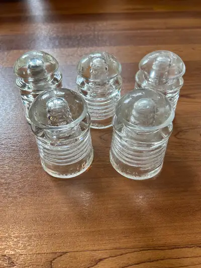 1. Antique clear glass insulators made by Pyrex - U.S.A. In great condition Embossed around the side...
