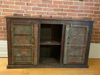 Rustic Industrial Cabinet with Antique Doors (Reclaimed Wood), View more