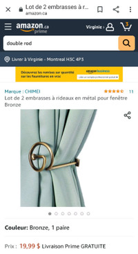 Lot de 2 embrasses à rideaux en métal pour fenêtre Bronze

