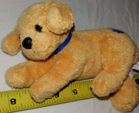 Plush TY Beige Dog Stuffed Animal with Blue Collar