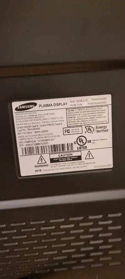 Samsung 43" Plasma TV, View more