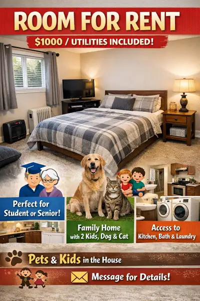✨ ROOM FOR RENT – $1000 (Utilities Included!) ✨ ️ Furnished Room Includes: • Bed • TV • Night Stand...
