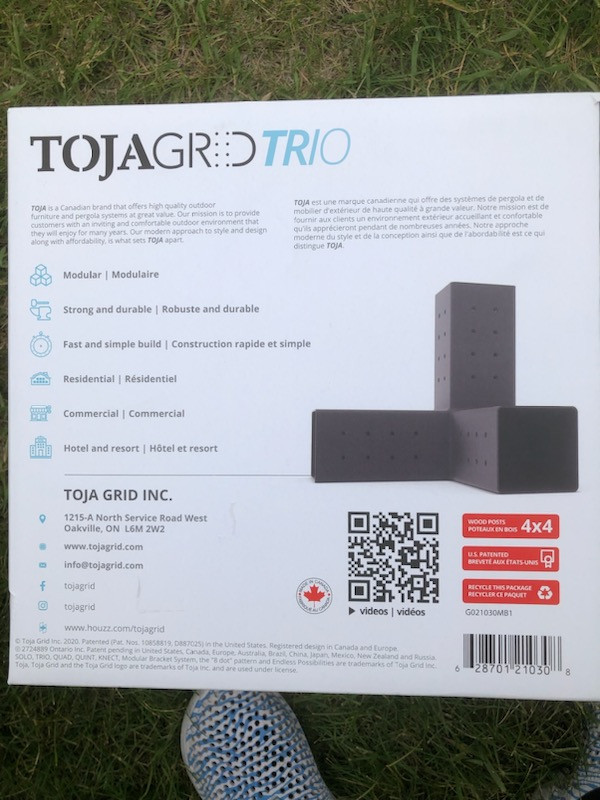 Toja Grid Pergola Brackets and Top for 10 X 12 (Read Ad) in Patio & Garden Furniture in Edmonton - Image 3