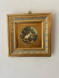 Vintage Italian Florentine wall hanging plaque. 10”x10”.