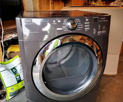 Maytag 5000 series electric dryer, with steam option for wrinkle-free drying, works perfectly, no is...
