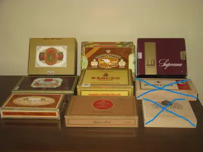 Assorted EMPTY Cigar Boxes ~ Bances, Dunhill, Ritmeester, etc., View more