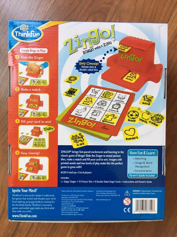 Thinkfun ZINGO! Bingo game  **all $10 boardgames are 2 for $15** dans Jouets et jeux  à Ville de Montréal - Image 2