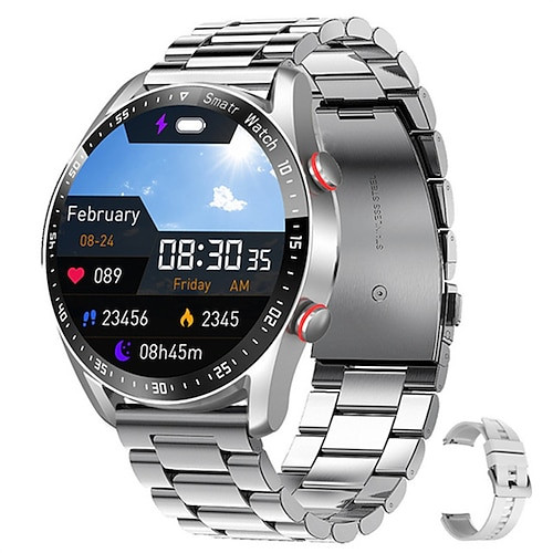 Smartwatch new/Montre intelligente neuve acier+silicone - Argent dans Bijoux et montres  à Ville de Montréal