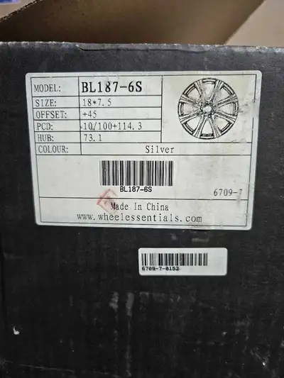 Up for sale is a set of BL187-6S 18-inch rims, each 18x7.5 with a +45 offset, a 10/100/114.3 PCD, an...
