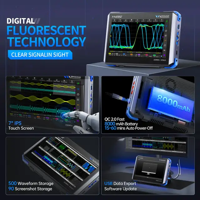 FNIRSI DPOS350P Tablet Oscilloscope 350MHz, Spectrum Analyzer in General Electronics in City of Montréal - Image 5