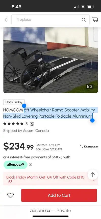 6ft Wheelchair Ramp Scooter Mobility Non-Skid Layering Portable , View more