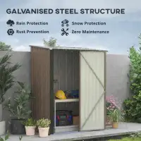5' x 3' Outdoor Storage Shed, Steel Garden Shed with Single Lock