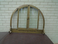 Antique Century Old Brass and  Glass Fireplace Screen