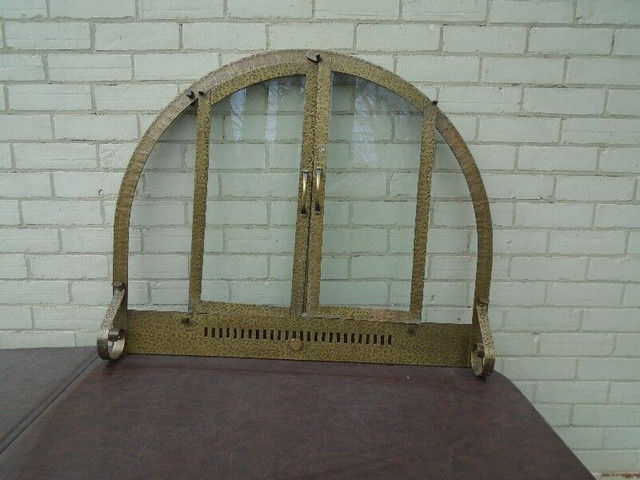 Antique Century Old Brass and  Glass Fireplace Screen in Arts & Collectibles in Pembroke
