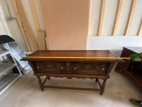 “ANTIQUE” SOLID WALNUT BUFFET, HAND CARVED, OVER 100 YEARS OLD