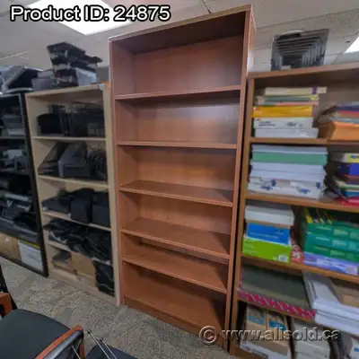 Tall Maple Wood Bookshelf Bookcase w/ Adjustable Shelves, View more